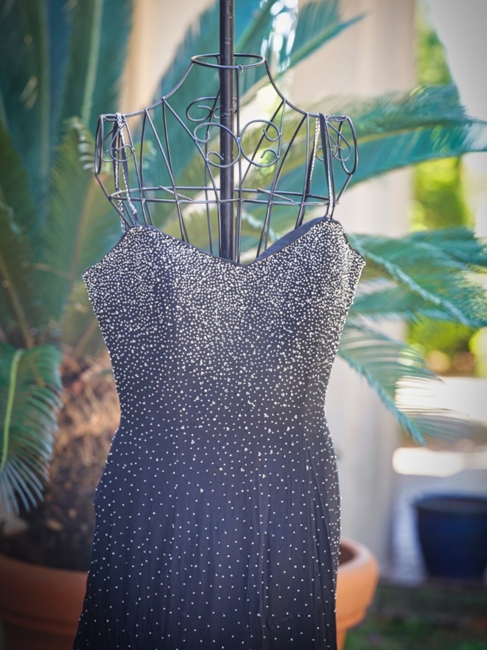 Tiffany Designs Black Beaded Sweetheart Evening Gown Dress Size 12